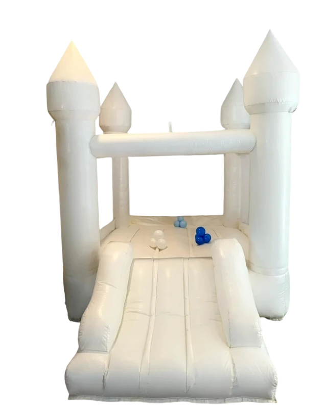 Lâu đài bouncy PVC bơm hơi màu trắng nhỏ cho đám cưới và lễ kỷ niệm