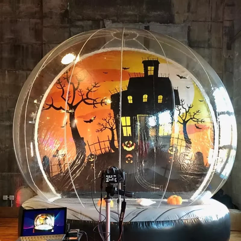Snow Globe Inflatable Bounce House Halloween Decorations Photo Booth Bubble Ball Transparent Tent for Outdoor