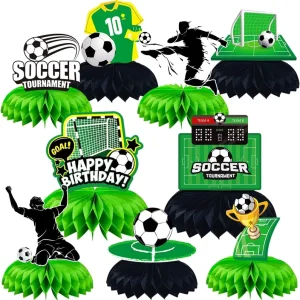 Soccer Themed Party Decorations Honeycomb Centerpieces and Football Shaped Centerpiece for Fan Cave Sports Bar Birthday