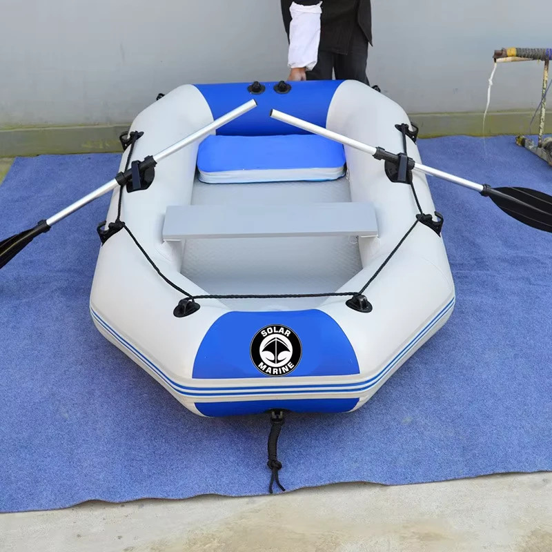 Solar Marine 1.75m Single Person Inflatable PVC Fishing Boat Kayak Canoe Air Deck Bottom With Boat Accessories on Sale