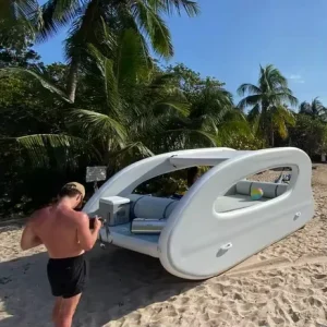 Solar Power Inflatable Electric Motor Boat Floating Catamaran for Multi Person