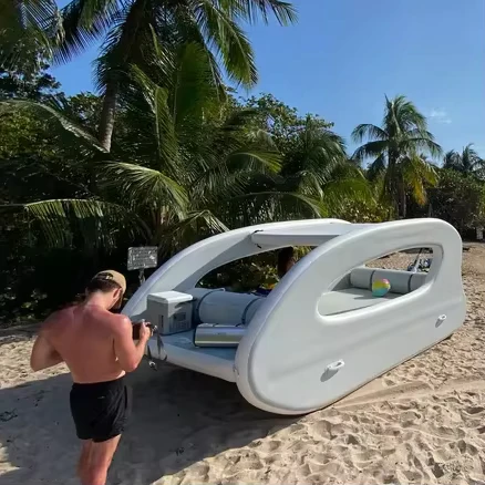 Solar Power Inflatable Electric Motor Boat Floating Catamaran for Multi Person