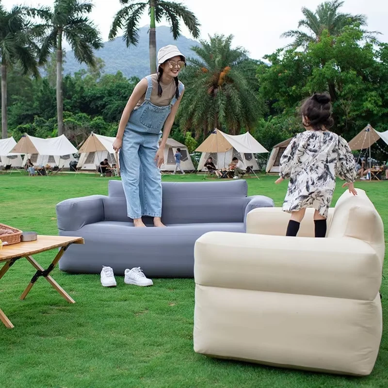 Sofa Inflatable PVC Warna Solid Otomatis Modern Portabel Lipat untuk Ruang Tamu Kamar Tidur Aplikasi Rumah Sakit