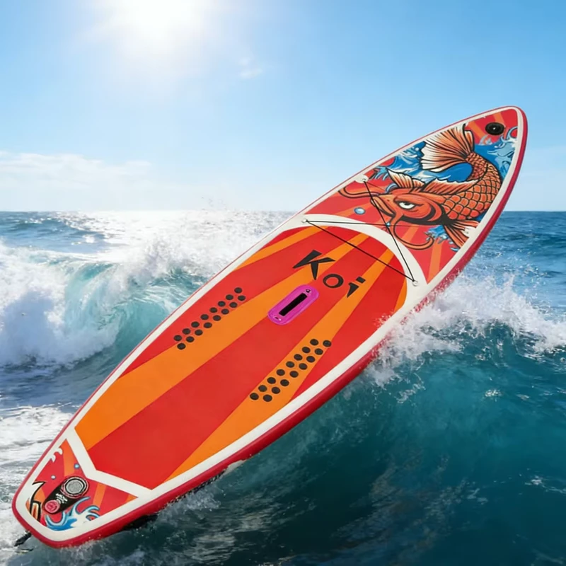 Tavola da paddle gonfiabile resistente all'usura con stampa Koi, ecologica, portatile, attrezzatura per sport acquatici all'aperto