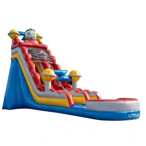 Space Robot Themed Inflatable PVC Material Eco Friendly Water Slide Kids Outer Space Adventure Play Equipment Commercial Grade