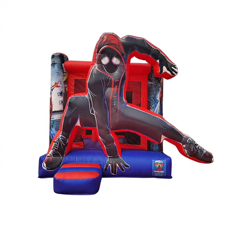 Château gonflable Spider Man en PVC commercial avec toboggan, grande maison de saut durable pour le plaisir des enfants dans les parcs de trampolines