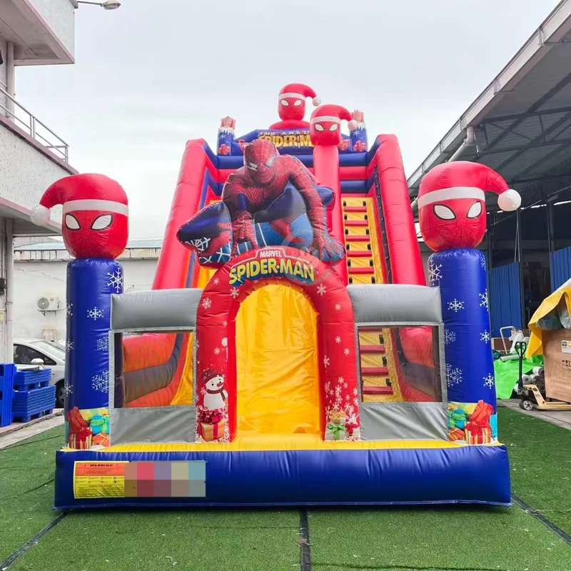 Grosse glissade gonflable Spider-Man pour fête au jardin, glissade sèche gonflable de 7 m