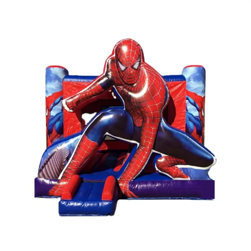 スパイダーマンバウンスハウス インフレータブルコンボ 屋外子供用バウンシーキャッスル スライド付き