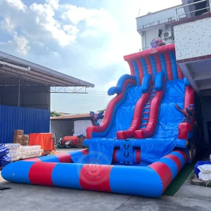 Spiderman Toys Inflatable Slide with Pool Combo Water Inflatable Slide Summer Party