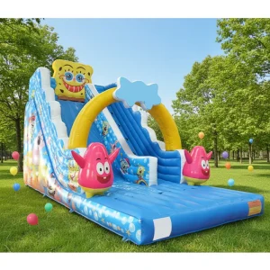 SpongeBob Character Design Inflatable Dry Slide Pineapple House Adventure Playground for Kids