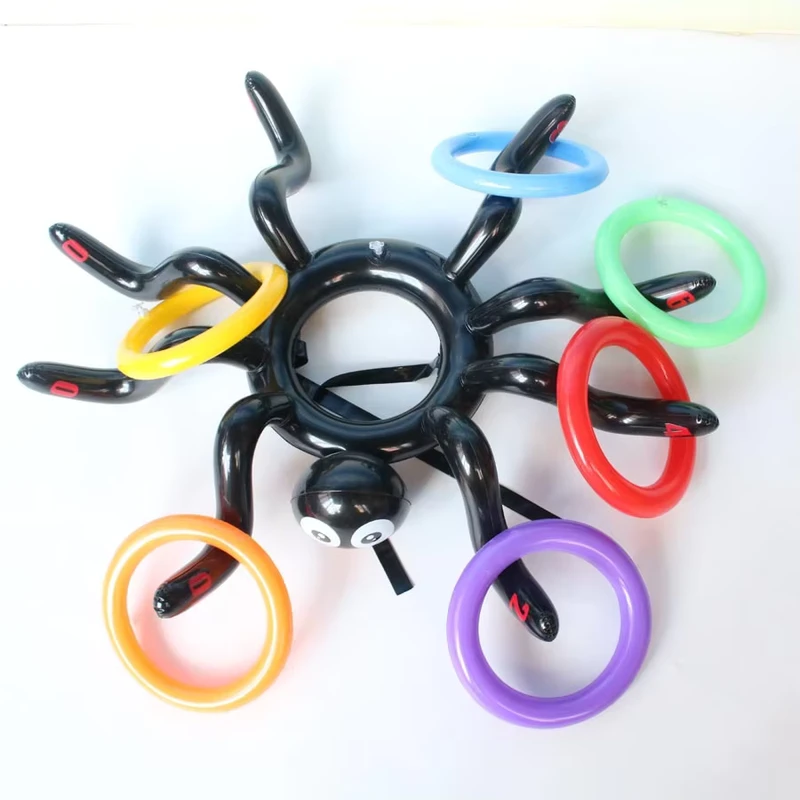 Spooky Multi Scene PVC Inflatable Spider Ring Toss Toy Versatile Use Game Great for Halloween Party Carnival Fun