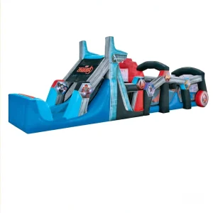 Sport Themed Eco Friendly PVC Inflatable Obstacle Course Dual Slides Kids Adventure Play Equipment Commercial Grade Dry Obstacle