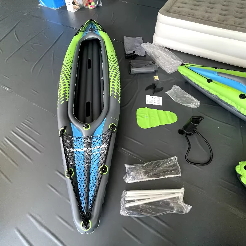 Barco Inflável PVC para Pesca, Caiaque para Duas Pessoas, 0.75mm de Espessura, Garantia