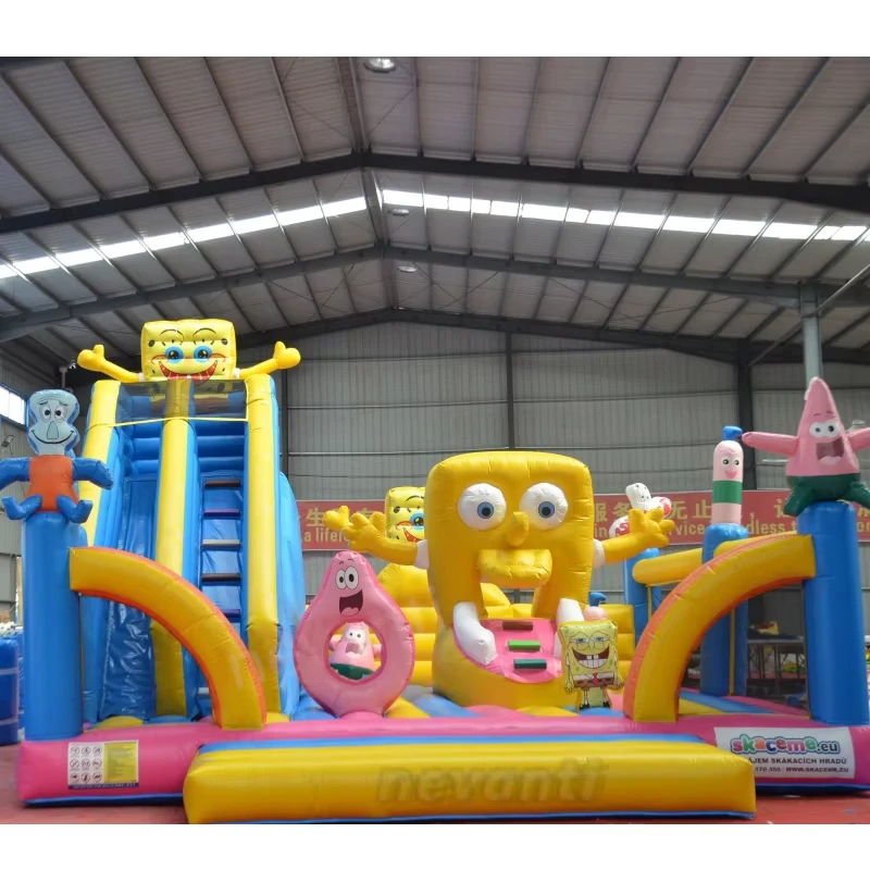 Lâu đài Squarepants có cầu trượt, Bouncy House thương mại cho người lớn, PVC lớn 7m