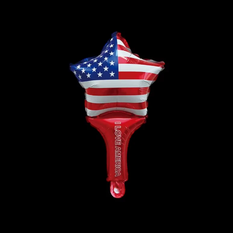 Star Hand Stick Balloon 27*47.5cm Assorted USA Flag Shaped Independence Day Themed Inflatable Balloons for Party Gift