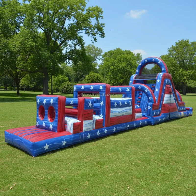 Stars and Stripes Inflatable Theme Playground Obstacle Course for Kids and Adult