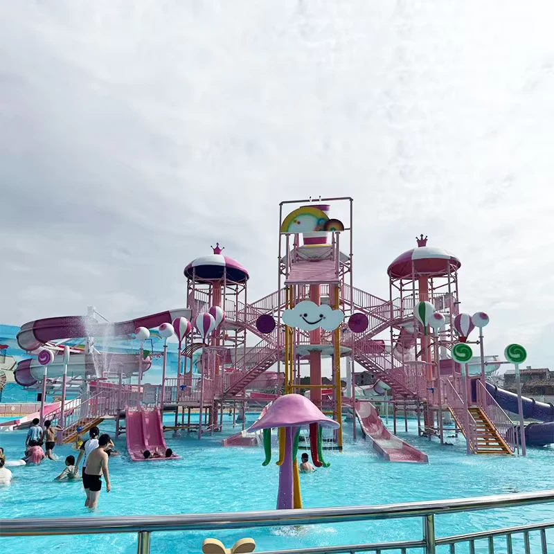 Parc aquatique extérieur Starsky pour enfants avec toboggan en fibre de verre et composants en acier