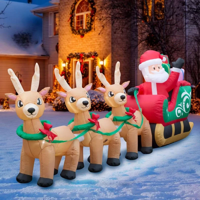 Decoração de Natal Inflável de 12 pés, Boneco de Neve com Luzes LED, Design Personalizado para Pátio