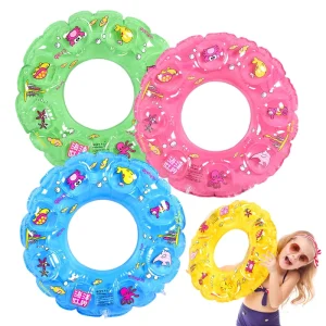 Stock Inflatable Eco friendly PVC CE Certified Crystal Swimming Rings for Kids Multiple Colors Beach Pool Use