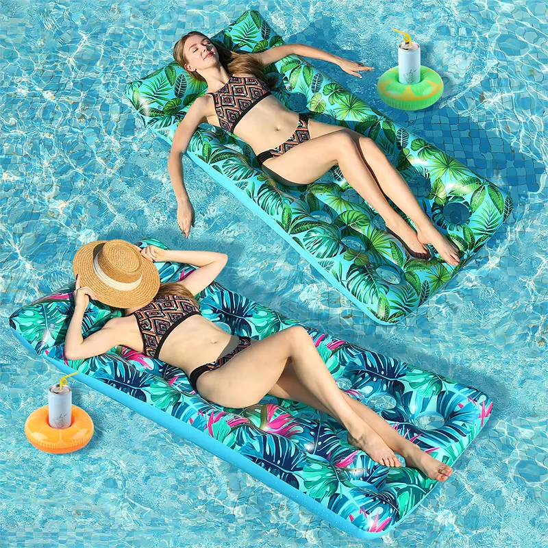 Hamac Gonflable en PVC Style Forêt Tropicale - Relaxant Aquatique pour Adultes - Flotteur de Piscine Pliable