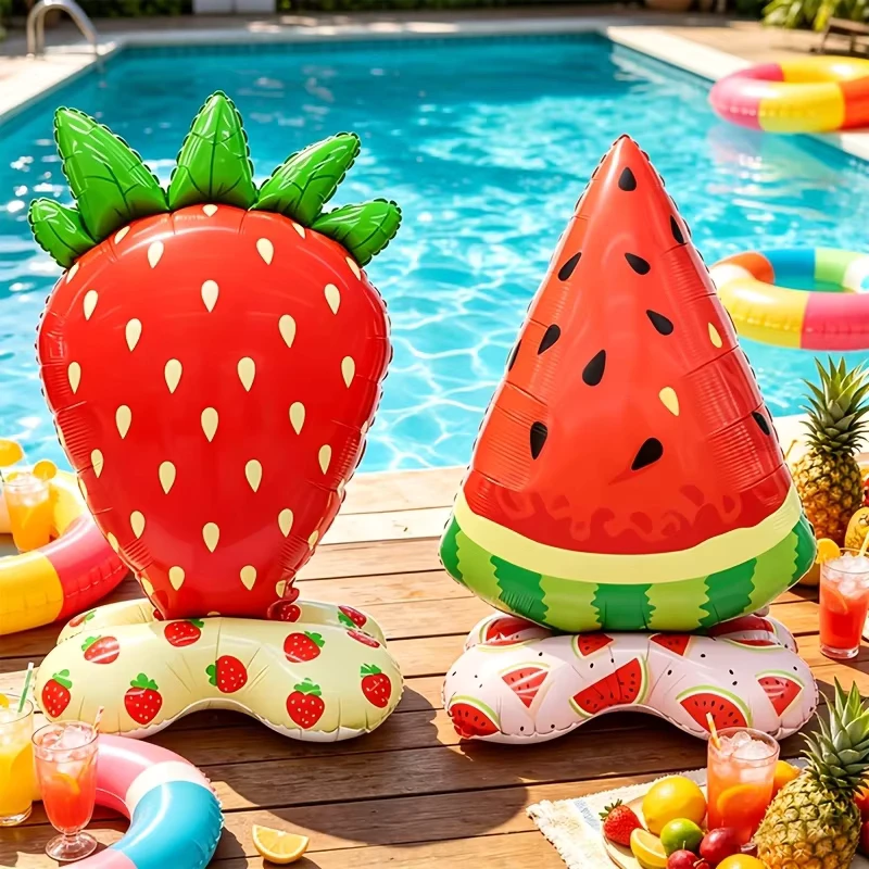 Summer Fruit Foil Balloon Set Strawberry Watermelon Standing Balloons Pool Beach Party Decor Globos