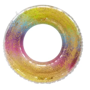 Summer Inflatable Swimming Tube PVC Ring with Glitter Inside 90cm 85cm 60cm for Adults and Kids Inflatable Floats