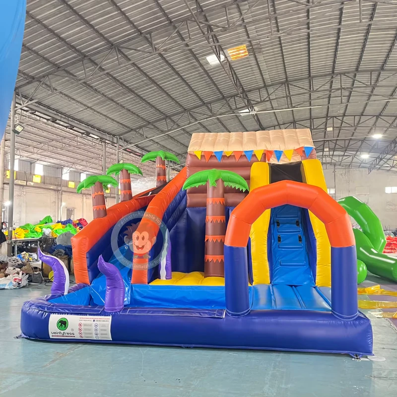 Scivolo Acquatico Gonfiabile Estivo con Piscina, Combinato con Rimbalzo e Scivolo