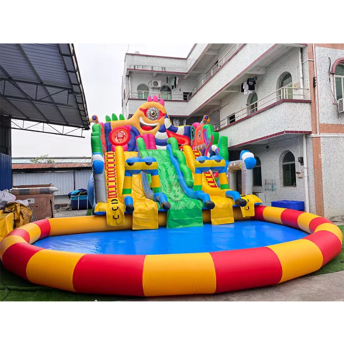 Summer Kids Inflatable Slide Toys with Pool Commercial Cartoon Inflatable Water Slide Play