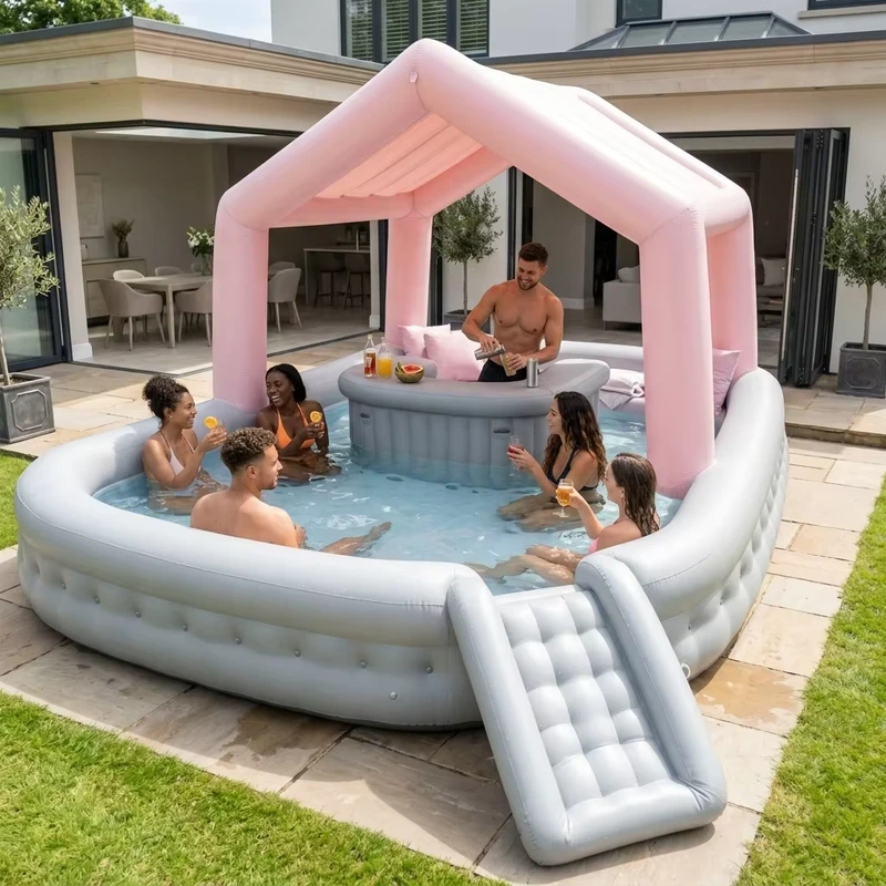 Nuevo verano, sofá inflable de piscina personalizable de PVC ultra duradero de 0.9mm, gran capacidad para fiestas familiares