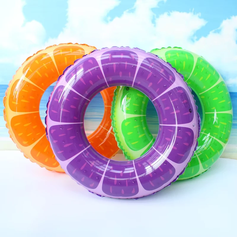 Summer New Arrival Cartoon Fruit Watermelon PVC Inflatable Swimming Ring Anti Rollover Floating for Adults