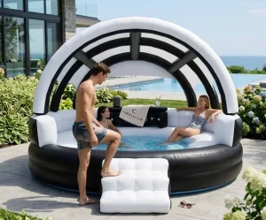 Summer New Model Inflatable Sunshade Swimming Pool Sofa Commercial Grade PVC Inflatable Sofa