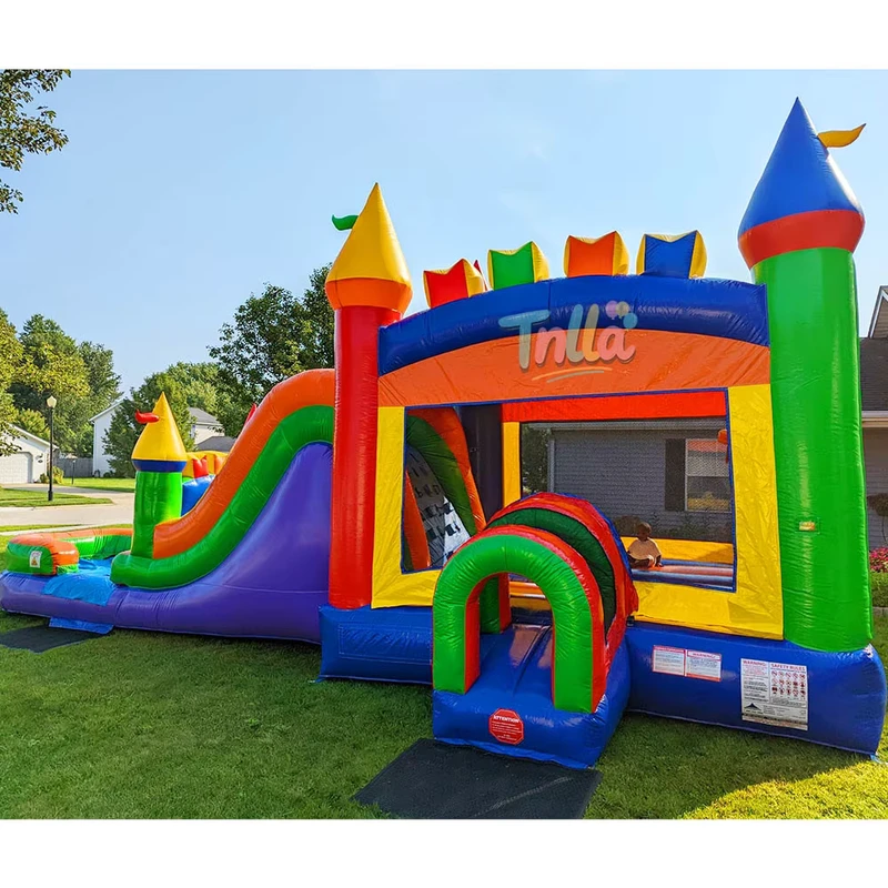 Summer Outdoor Advertising Inflatable Bouncer Water House with Slides Jumping Castle Pool