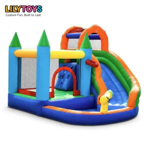 Summer Outdoor Home Inflatable Bounce House Combo Inflatable Water Slide with Pool