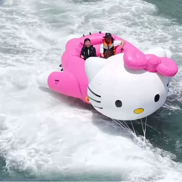 Mainan Selancar Bentuk Perahu Kecepatan Kartun Inflatable untuk Pantai dan Danau