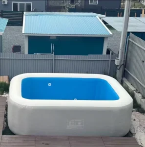 Summer Outdoor Pool Extra Large Rectangular Inflatable Swimming Pool with Stable Standing Support Double Wall Drop Stitch Fabric
