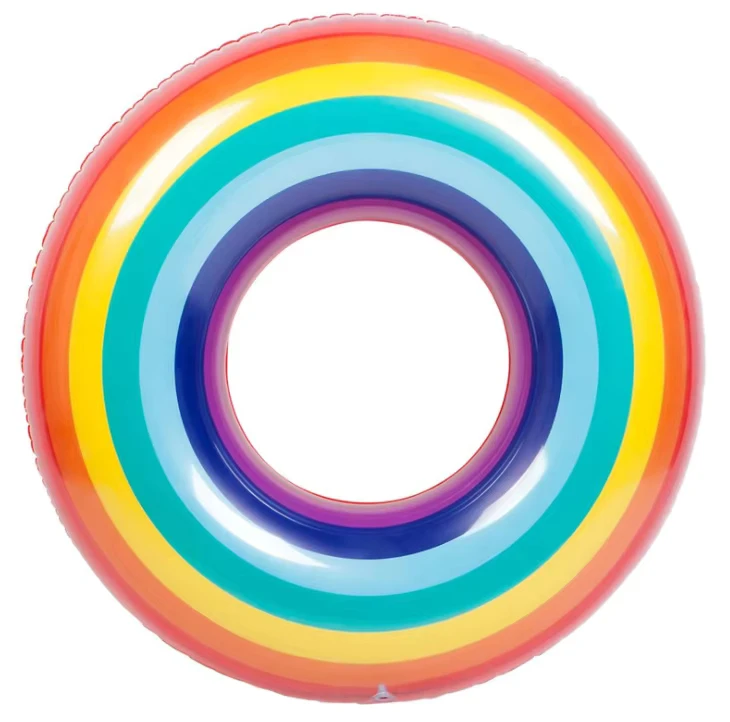 Zomerfeest Buiten Water Speelgoed 120CM Regenboog Opblaasbare Ring met Handgrepen Zwem Pool Float Speelgoed Zwemring voor Volwassenen