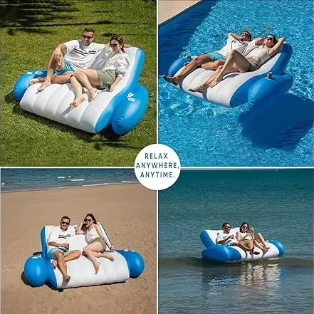 Recliner de piscine gonflable personnalisé pour l'été, duo flottant, détente à la plage
