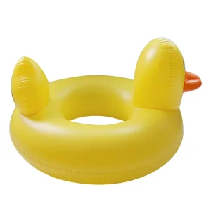 Summer Party Swim Fun Custom Cartoon Inflatable Yellow Duck Pool Float Swimming Ring