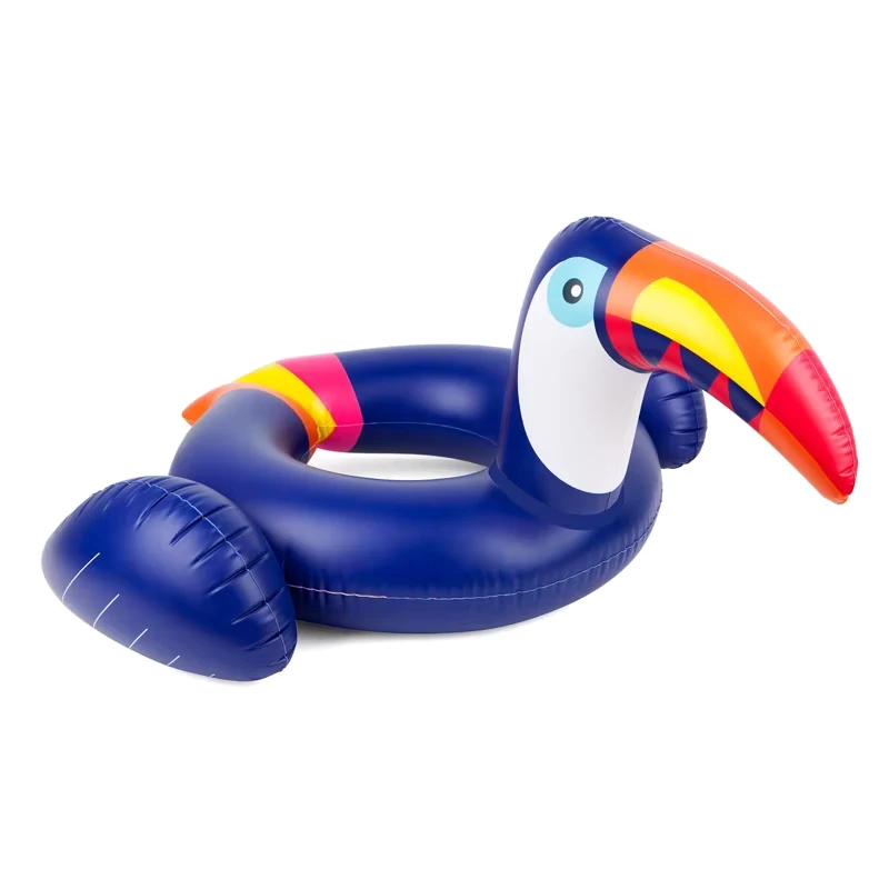 Flutuador Inflável em Forma de Tucano para Piscina, Anel de Natação em PVC para Crianças