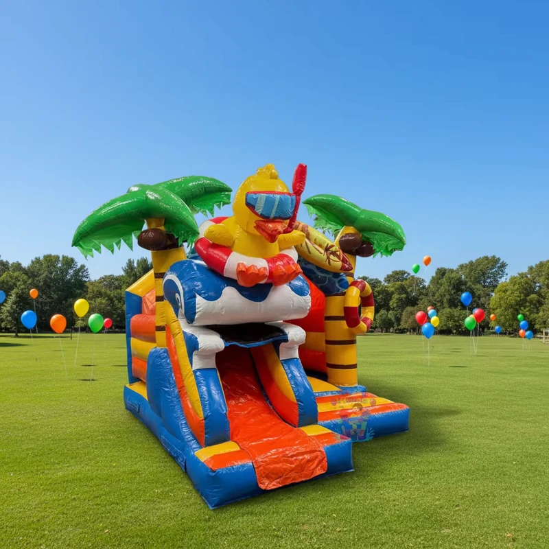 Aufblasbares Sommer-Surf-Schloss mit Rutsche Kombi Aufblasbarer Bouncer Party Garten Kinder Wasser Spaß Hüpfburg Aufblasbar