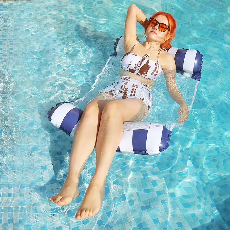Esteras flotantes inflables para nadar en verano, hamacas, sillas de lounge a rayas, juguetes de piscina, esterilla para niños