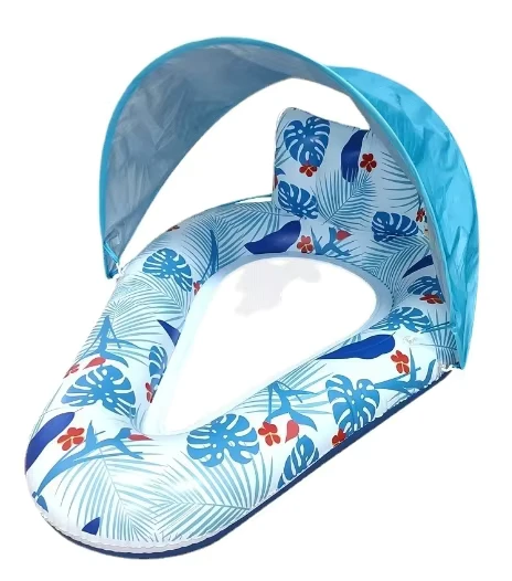 Summer Swimming Pool Inflatable Lounge Chair Water U shaped Chair Sofa with Awning