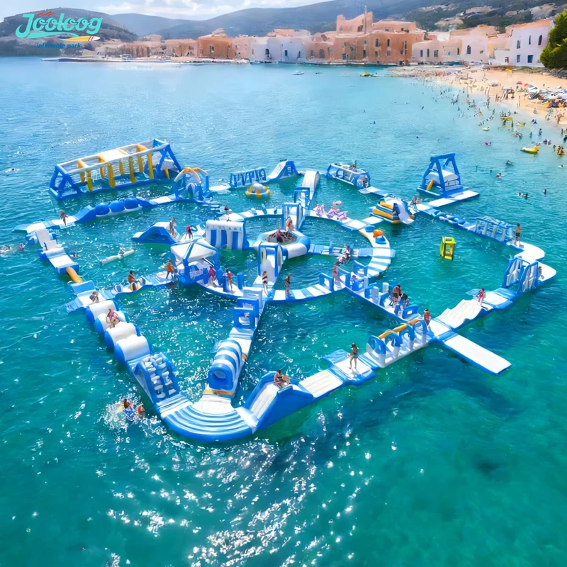 Parque Aquático Comercial Inflável de Férias de Verão - Parque Aquático com Percurso de Obstáculos Flutuante