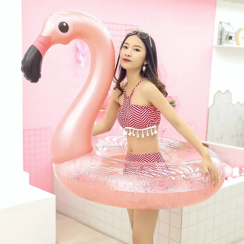 Mainan Kolam Air Musim Panas PVC Inflatable Flamingo Float Perahu Renang