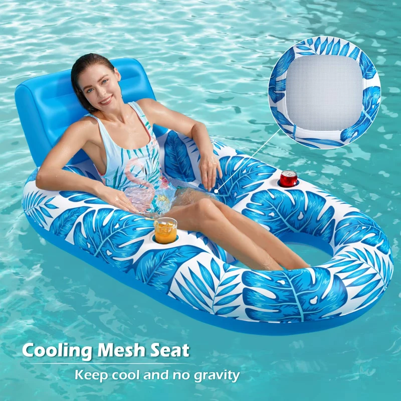 Kursi Kolam Renang Lounger Outdoor dengan Tempat Gelas