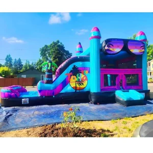 Nhà nhảy chủ đề kính râm với combo cầu trượt
