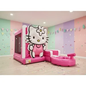 Sunny Hello Kitty Pink Theme PVC Eco-Friendly Easy Setup Commercial Grade Inflatable Bounce House Slide Combo
