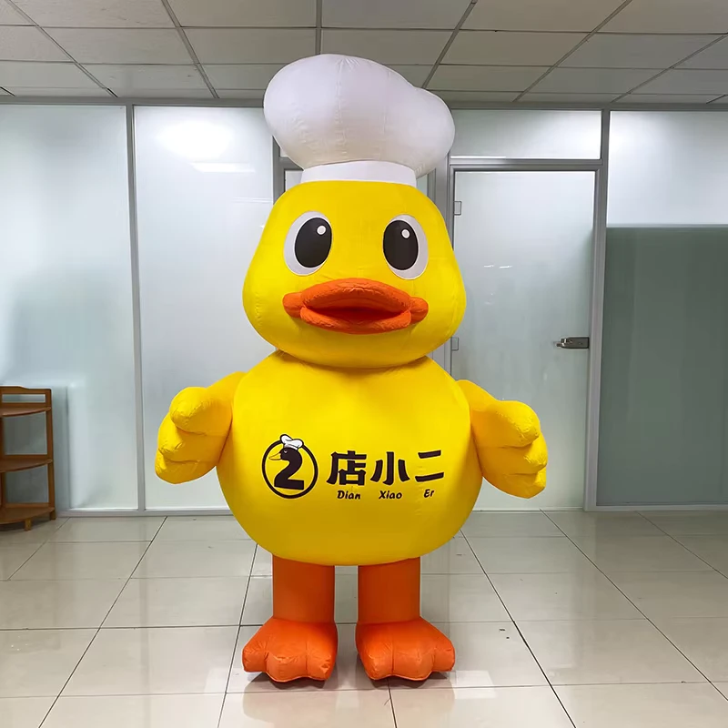 Fantasia Inflável de Personagem de Pato Cartoon Super Fofo, Mascote Interativa Inflável, Fantasia Inflável para Caminhar