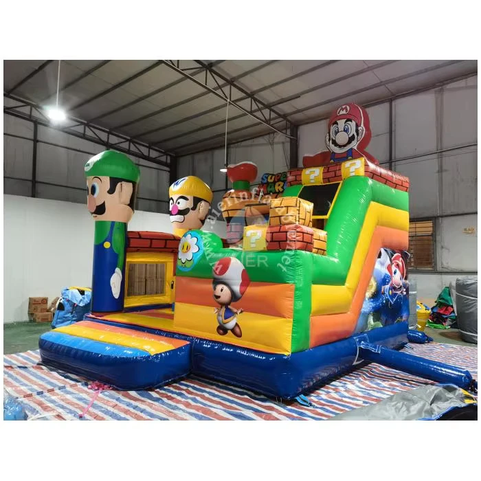 Combo château gonflable à thème Super Mario avec toboggan