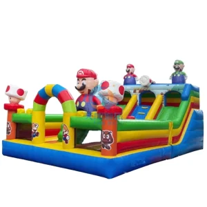ปราสาทกระโดด Super Mario Bros พร้อมสไลด์คู่สำหรับงานปาร์ตี้เด็ก
